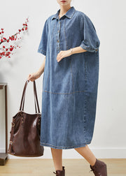 Unique Blue Oversized Patchwork Denim Dresses Summer