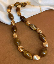 Unique Brown Sterling Silver Tiger Eye Stone Gratuated Bead Necklace