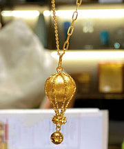 Unique Gold Adjustable Hot Air Balloon Pendant Necklace