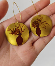 Unique Gold Sterling Silver Overgild Spray Paint Drop Earrings