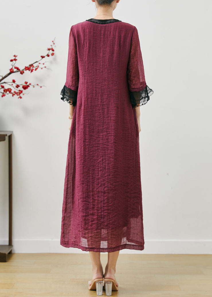 Unique Mulberry Embroidered Patchwork Cotton Dress Fall