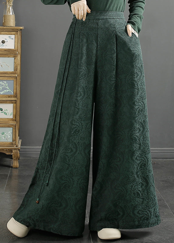 Unique Mulberry Jacquard Cotton Wide Leg Pants Spring