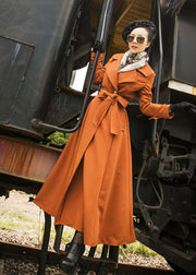 Unique Orange Silm Fit Double Breast Cotton Coat Outwear Spring