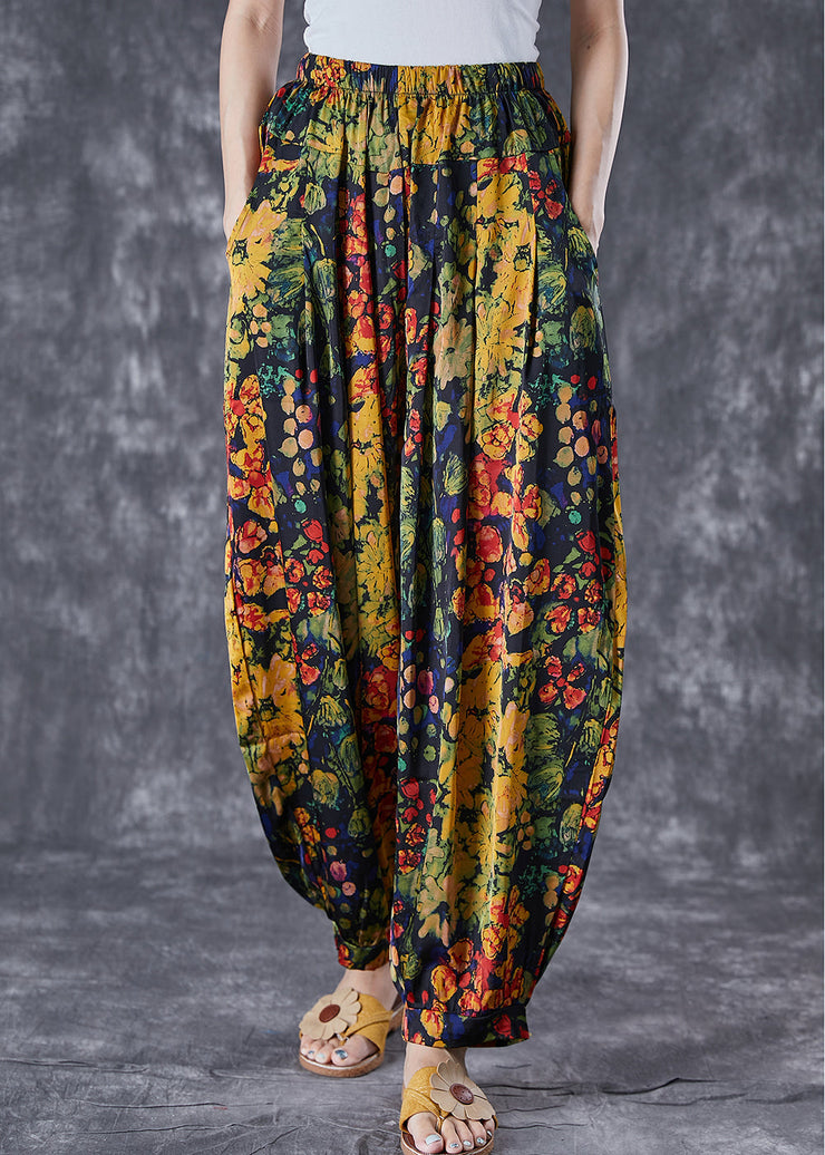 Unique Oversized Print Linen Silk Harem Pants Summer