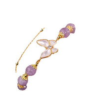 Unique Purple Crystal Zircon Butterfly Double Layered Chain Bracelet