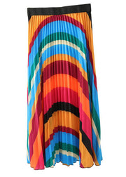 Unique Rainbow Wrinkled Striped Chiffon Skirt Summer