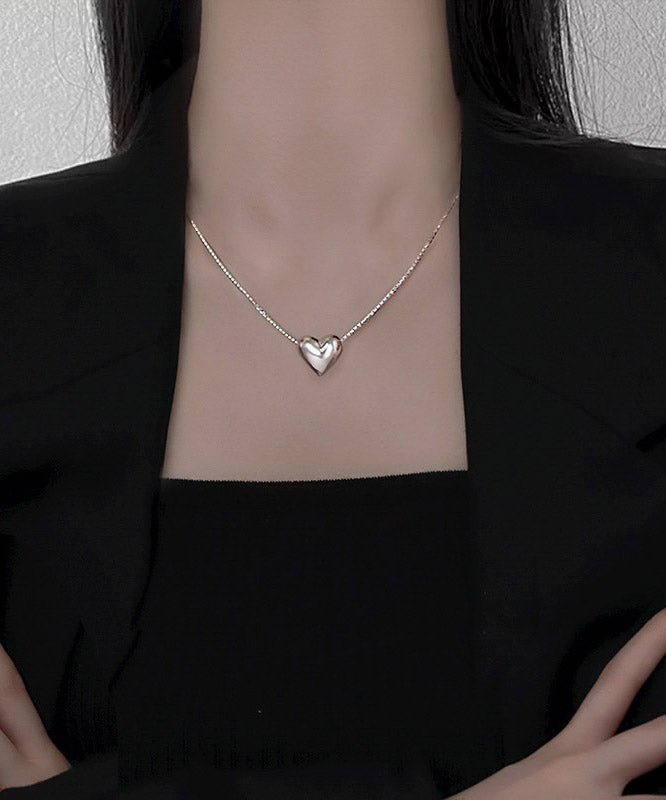 Unique Silk Sterling Silver Heart Pendant Necklace