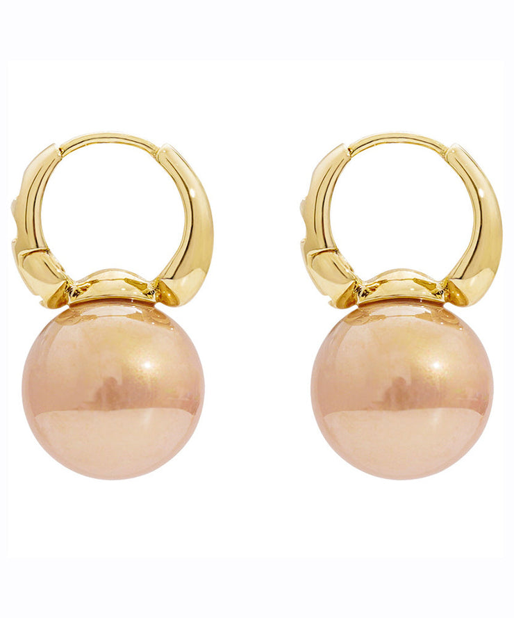 Unique White Copper Overgild Pearl Stud Earrings