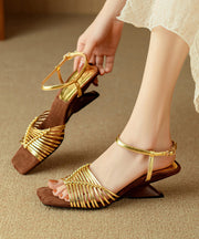 Vacation Style Silver Square Toe Woven Heterotypic High Heels Sandals