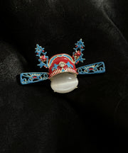 Vintage Blue Jade Enamel Champion Hat Brooches