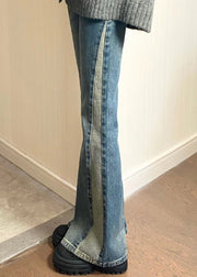 Vintage Blue Pockets High Waist Denim Pants Spring