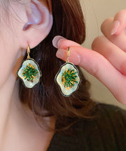 Vintage Green Copper Dropping Glaze Drop Earrings