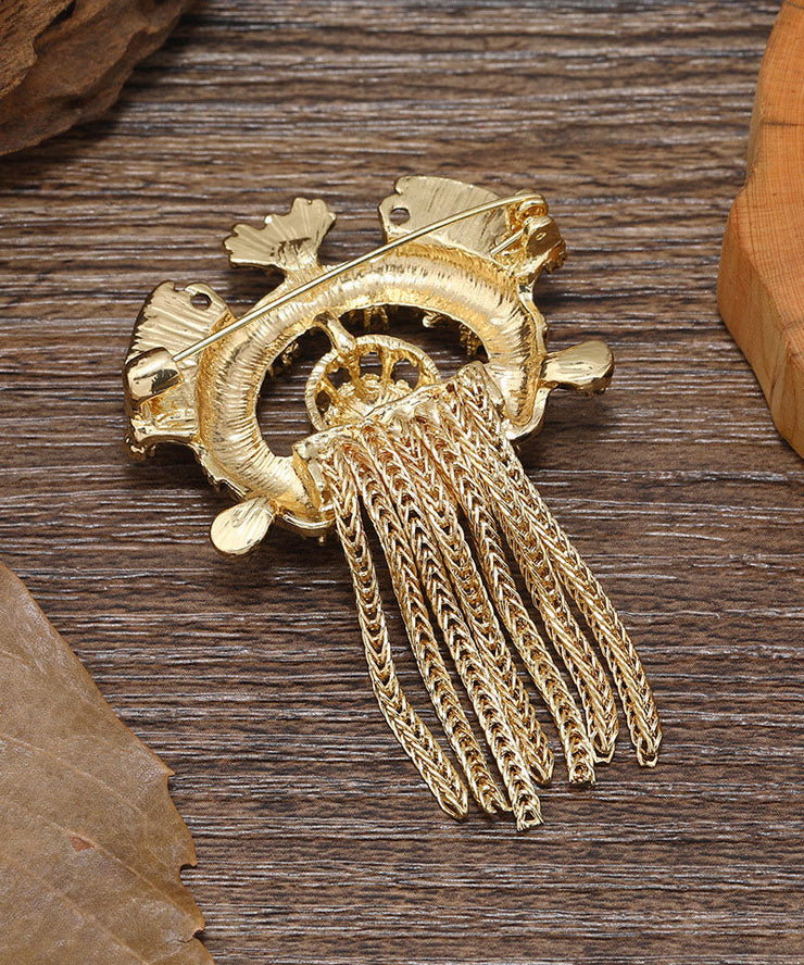 Vintage Metal Hollow Out Carving Tassel Brooches