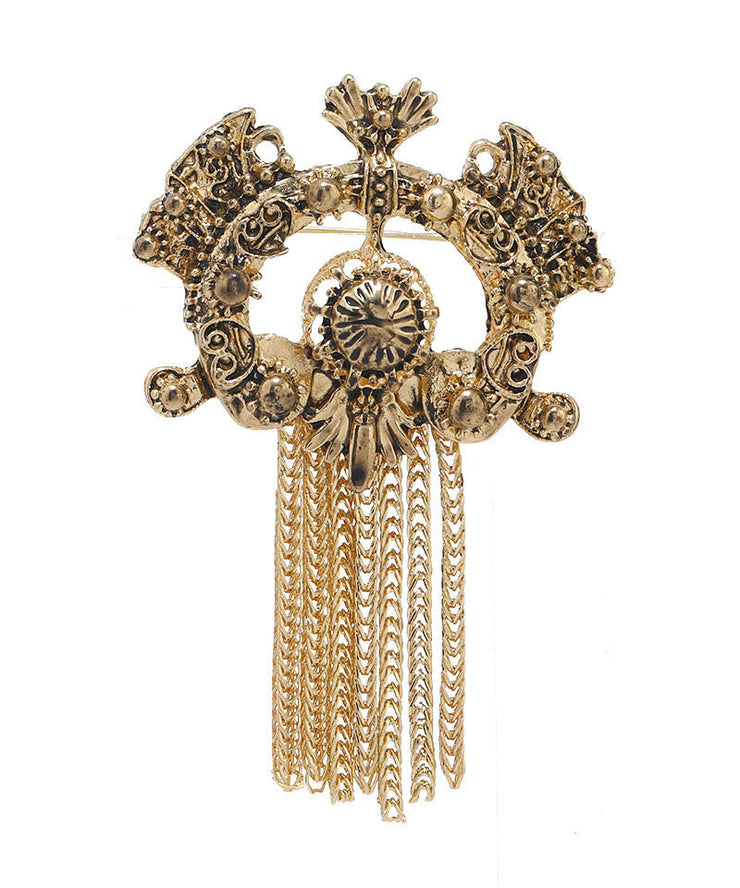 Vintage Metal Hollow Out Carving Tassel Brooches