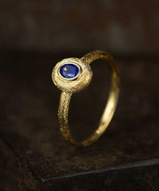 Vintage Royal Blue Ancient Dharma Gold Zircon Crystal Rings