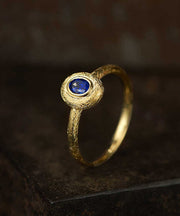 Vintage Royal Blue Ancient Dharma Gold Zircon Crystal Rings