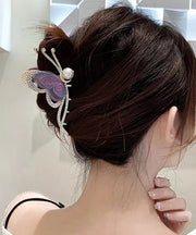 Vogue Black Alloy Zircon Pearl Embroidery Butterfly Hairpin