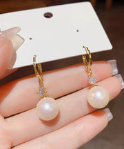 Vogue Gold Copper Overgild Zircon Pearl Drop Earrings