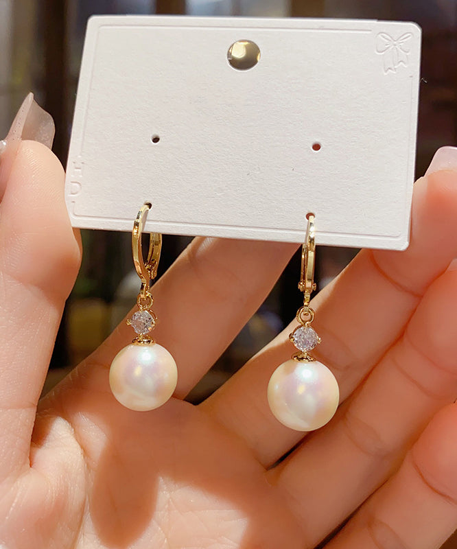 Vogue Gold Copper Overgild Zircon Pearl Drop Earrings