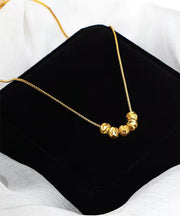 Vogue Gold Stainless Steel Overgild Transport Beads Pendant Necklace