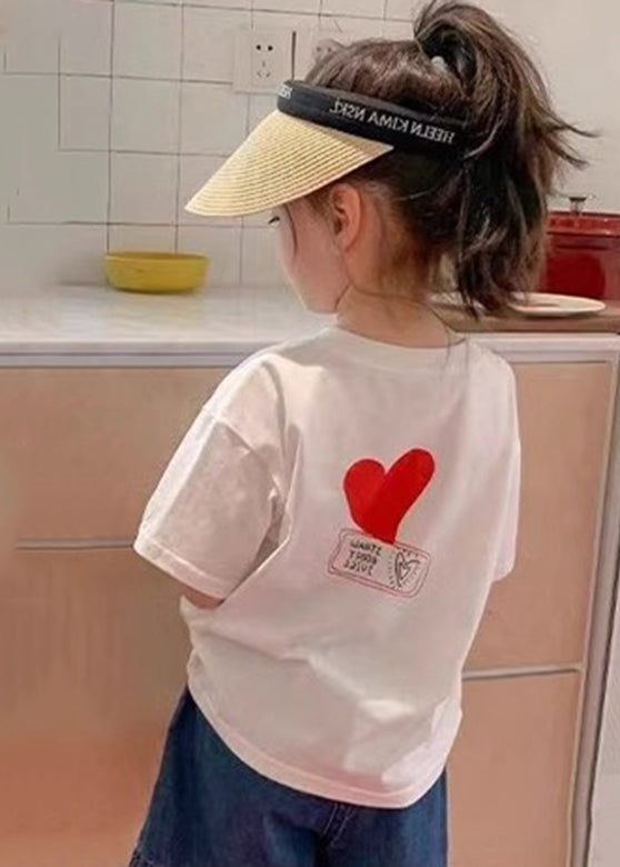 Vogue White Print Patchwork Kids T Shirt Short Sleeve