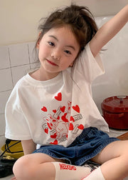 Vogue White Print Patchwork Kids T Shirt Short Sleeve