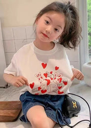 Vogue White Print Patchwork Kids T Shirt Short Sleeve