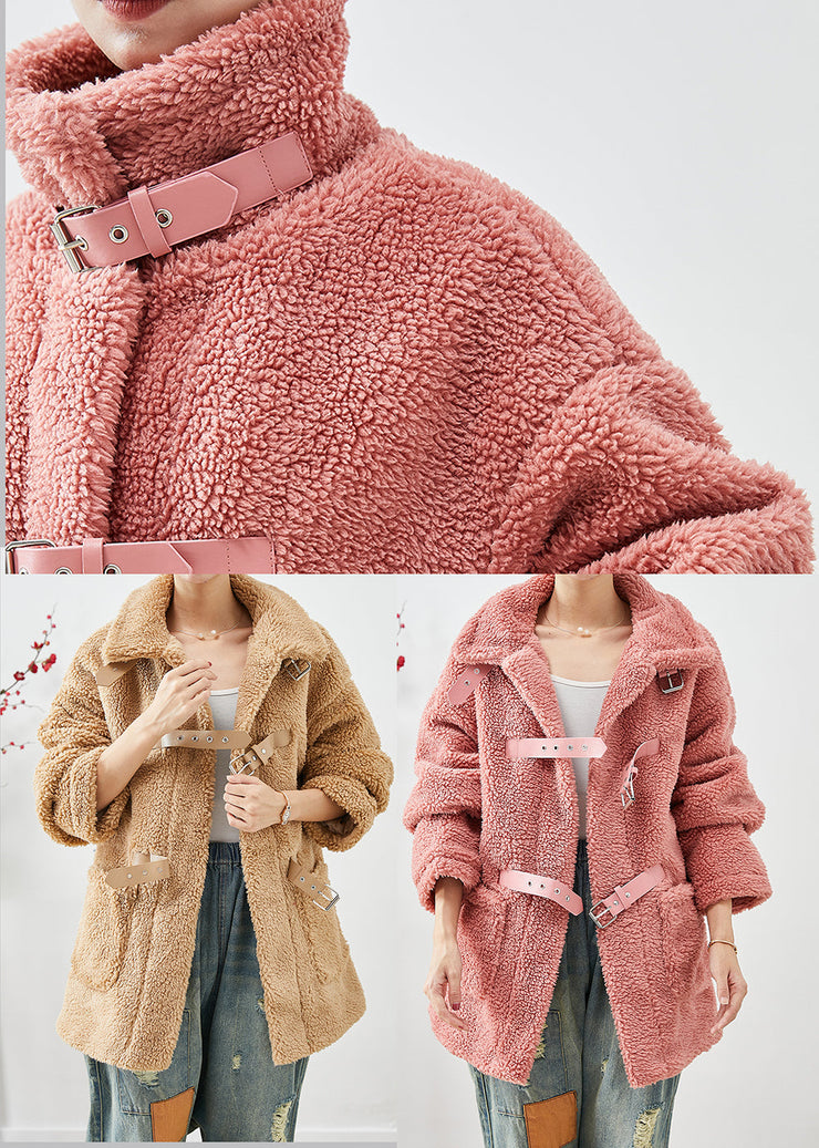 Watermelon Red Thick Faux Fur Fleece Coats Oversized Winter