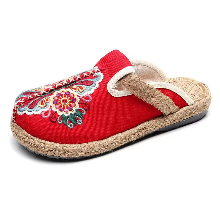 2024 Linen Floral Shoes flip flop Flats