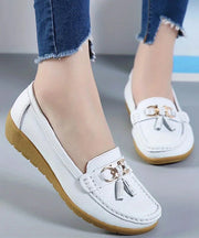 White Casual Splicing Comfortable Loafer Shoes