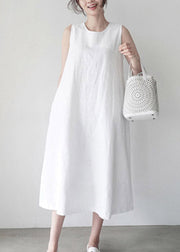 White Cozy Holiday Slip Dresses Sleeveless