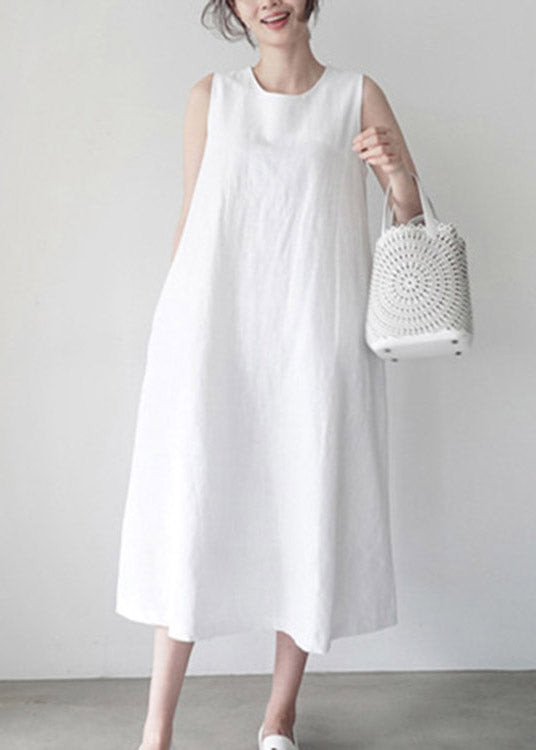 White Cozy Holiday Slip Dresses Sleeveless