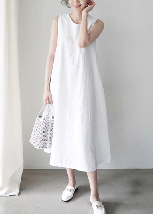 White Cozy Holiday Slip Dresses Sleeveless