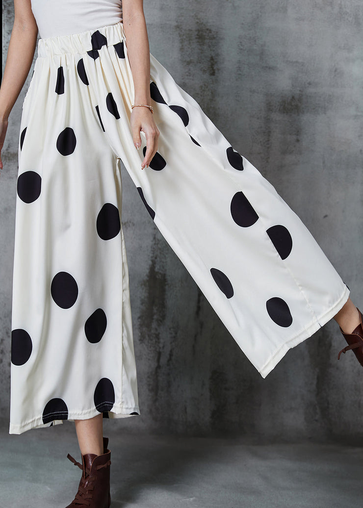 White Dot Cotton Wide Leg Pants Oversized Summer