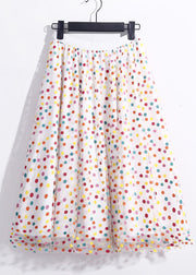 White Dot Print Tulle Holiday Skirts Exra Large Hem Spring