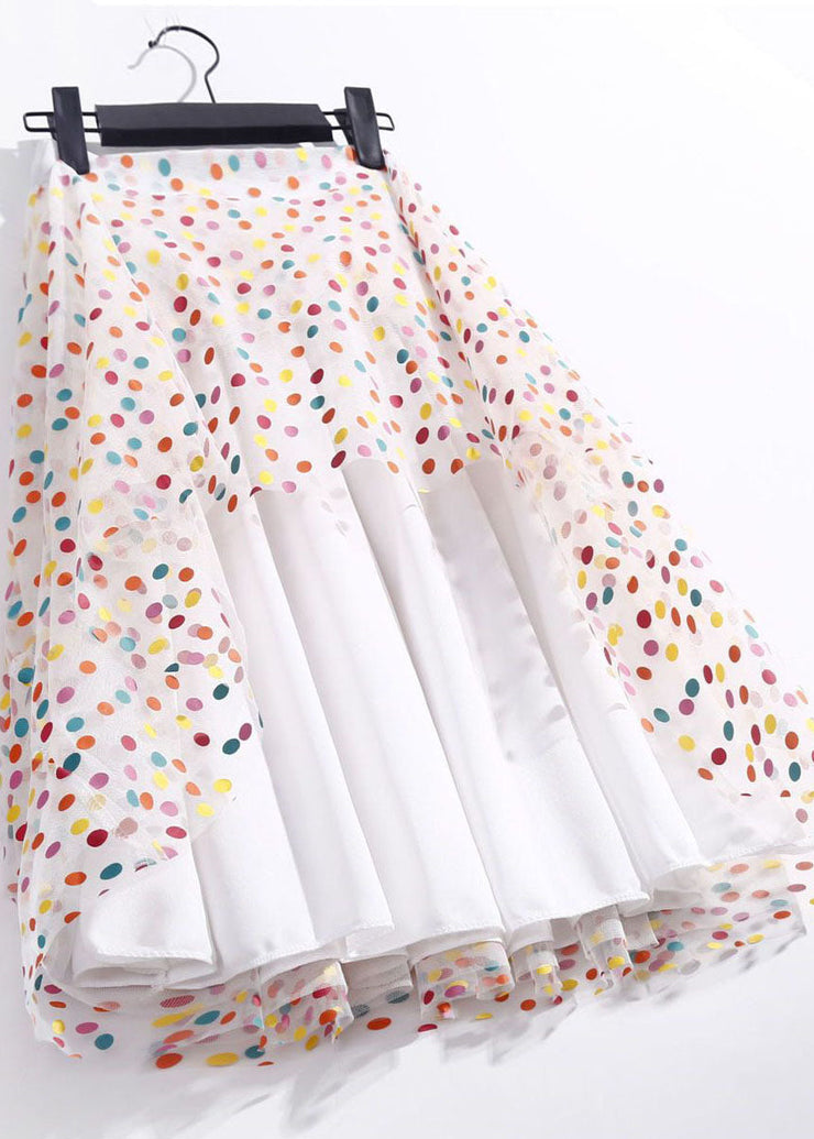 White Dot Print Tulle Holiday Skirts Exra Large Hem Spring