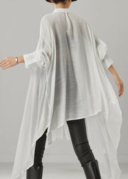 White Oversized Cotton Shirts Asymmetrical Spring