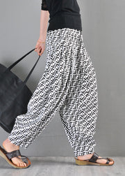 White Pockets Elastic Waist Cotton Pants Summer