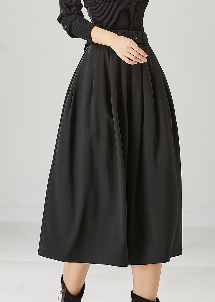 Women Black Exra Large Hem Cotton Skirt Fall