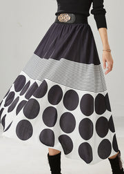 Women Black Print Cotton A Line Skirts Spring