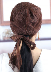 Women Chocolate Embroidery Floral Tulle Baseball Cap Hat