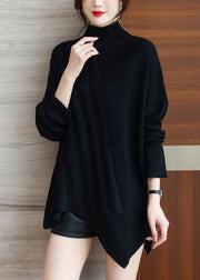 Women Coffee Half Turtleneck Asymmetrical Knit Sweaters Spring