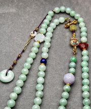 Women Cyan Jade Turquoise Agate Beading Tassel Sweater Lariat Necklace