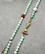 Women Cyan Jade Turquoise Agate Beading Tassel Sweater Lariat Necklace