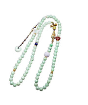 Women Cyan Jade Turquoise Agate Beading Tassel Sweater Lariat Necklace