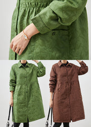 Women Grass Green Oversized Patchwork Fine Cotton Filled Coats Winter