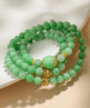 Women Green 18K Gold Jade Beading Collar Necklace