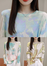 Women Green O Neck Print Silk Cotton T Shirt Spring