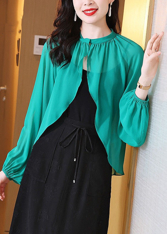 Women Green Oversized Chiffon UPF 50+ Cardigan Spring