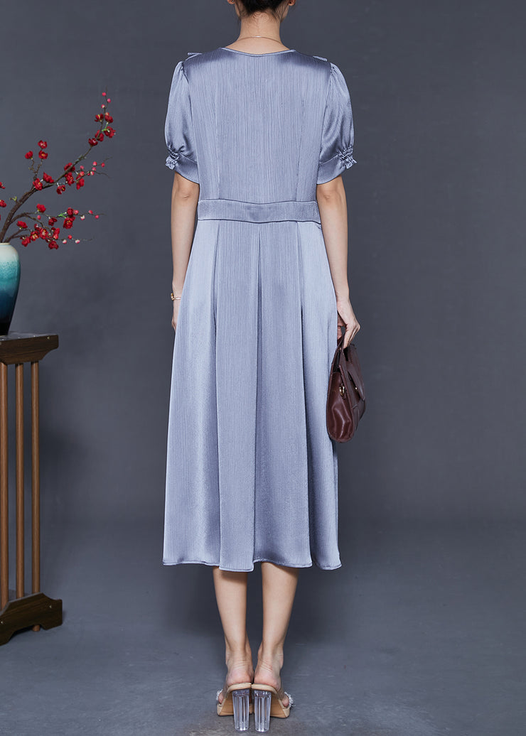 Women Grey Tasseled Draping Silk Dresses Summer